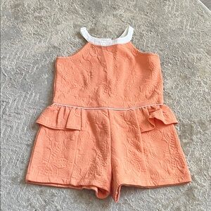 Janie and Jack Textured Coral Romper